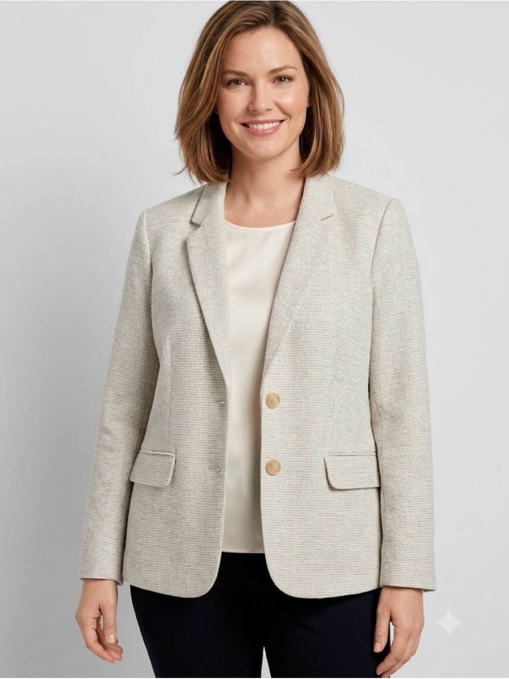 Talbots Light Gray Textured Blazer Jacket Womens 14 (A707)